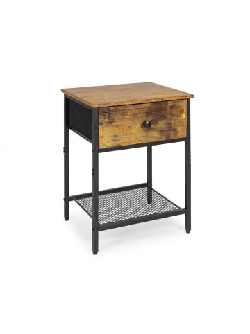 relaxdays 2 x Nachttisch "Industrial" in Dunkelbraun/ Schwarz - (B)40 x (H)55 x (T)30 cm