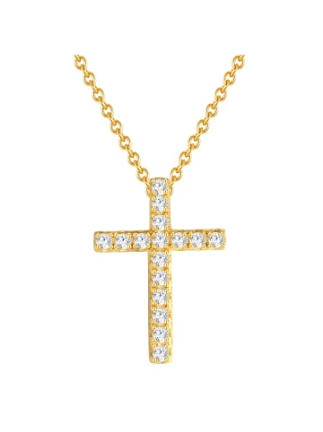 Rafaela Donata Halskette Kreuz Sterling Silber Zirkonia in gelbgold