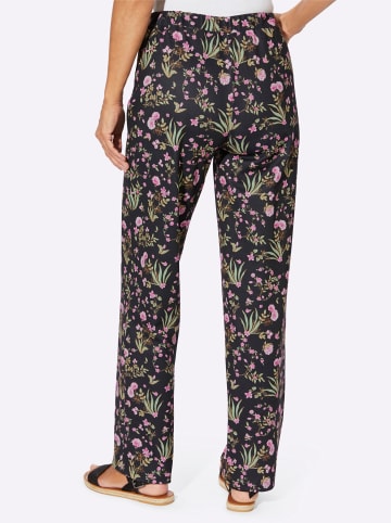 WITT WEIDEN Jersey-Hose in schwarz-rosé-bedruckt
