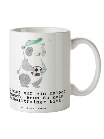 Mr. & Mrs. Panda Pott Fußballtrainer Herz mit Spruch in Weiß