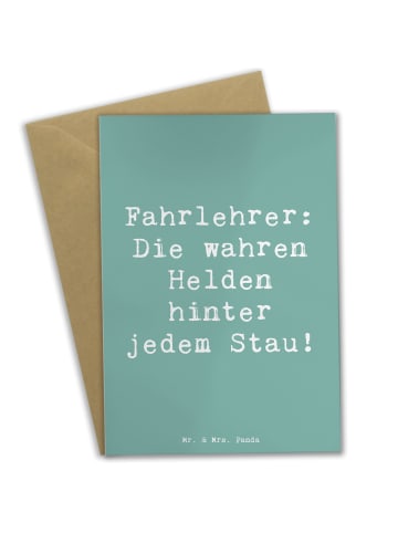 Mr. & Mrs. Panda Klappkarte Spruch Fahrlehrer Helden mit Spruch in Meeresbrise