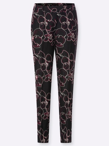 creation L Lyocell-Viskose-Hose in schwarz-burgund-gemustert