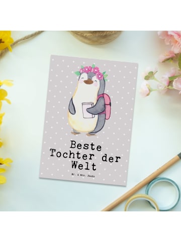 Mr. & Mrs. Panda Grußkarte Pinguin Beste Tochter der Welt mit Sp... in Grau Pastell