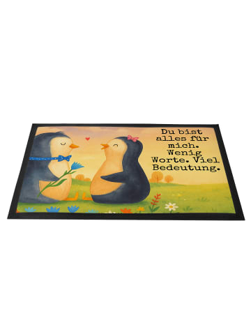 Mr. & Mrs. Panda Bodenvorleger Pinguin Pärchen Design mit Spruch in Weiß