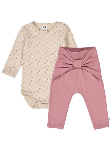 müsli Set aus Langarmbody und Babyhose in Oak/ Nostalgia rose/ Beige