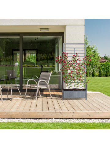 relaxdays Pflanzkasten "Spalierwand" in Grau - (B)71,5 x (H)171 x (T)32 cm