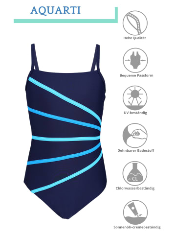 Aquarti Mädchen Badeanzug mit Spaghettiträgern in hellblau