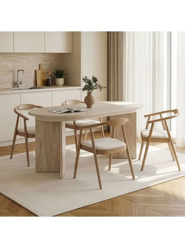CALICOSY Esstisch LOU in Travertin - (W) 160  x (H) 75  x (L) 90  cm