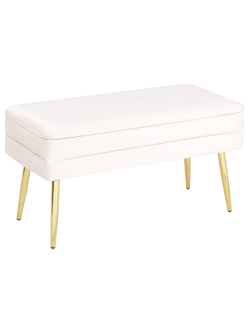 Beliani Bettbank DURHAM in Weiß/Gold - (W) 79 x (H) 43 x (L) 37 cm