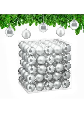 relaxdays 100-tlg. Weihnachtskugeln Set in Silber
