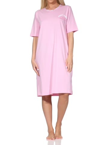 NORMANN Kurzarm Nachthemd edle Optik Übergrößen in rosa