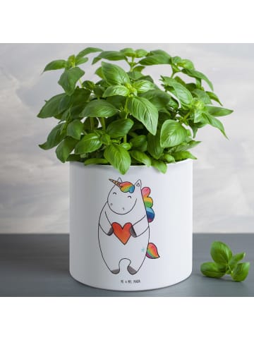 Mr. & Mrs. Panda Blumentopf Groß Einhorn Herz ohne Spruch in Weiß