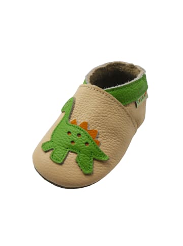Yalion Leder-Krabbelschuhe "Dino" in Beige
