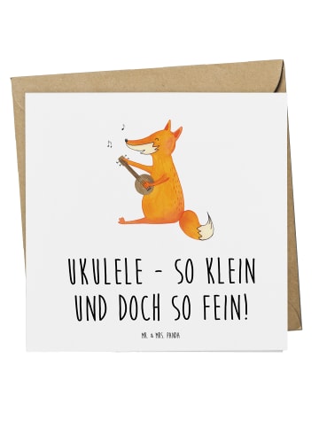 Mr. & Mrs. Panda Grußkarte Zauberhafte Ukulele mit Spruch in Weiß