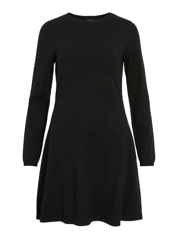 Vila Elegant geschnittenes Kleid mit langen Ärmeln und Rundhalsausschnitt in Schwarz