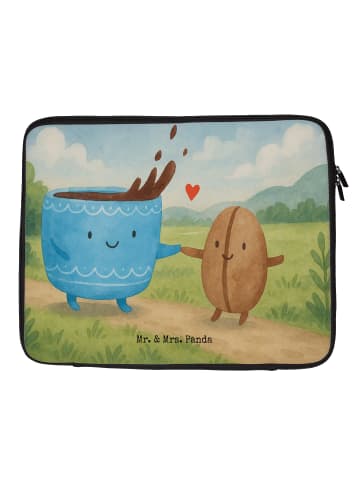 Mr. & Mrs. Panda Laptophülle Kaffee Bohne Design ohne Spruch in Weiß