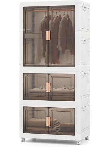 COSTWAY Kleiderschrank mit 10 Bügeln in Weiß