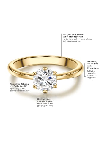 Trilani Ring aus Sterling Silber mit Zirkonia in gelbgold