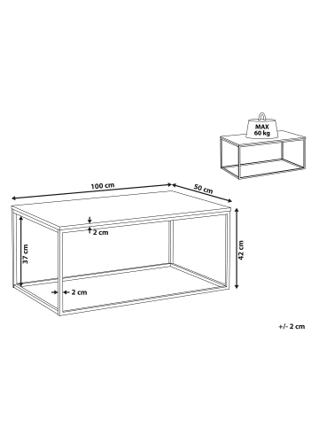 Beliani Couchtisch MEDORA in Schwarz - (W) 50 x (H) 42 x (L) 100 cm