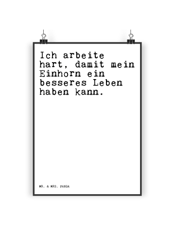Mr. & Mrs. Panda Wandbild Ich arbeite hart, damit... mit Spruch in Weiß