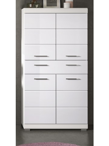 Inn.Furn Midischrank weiß Hochglanz 74 x 141 cm, Badschrank 4-türig