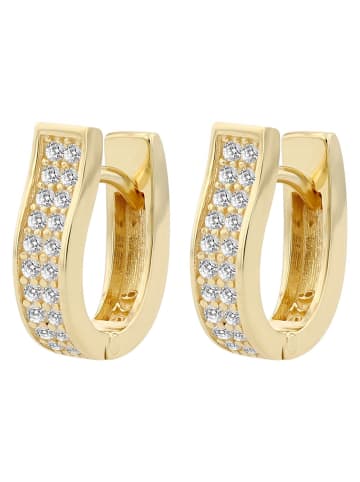 Adeliás Damen Creolen aus 925 Silber mit Zirkonia in gold