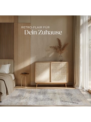 tectake Vintage Designer Teppich Dalia, rutschfeste Unterfläche, beige