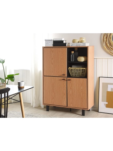 Beliani Sideboard PARAMOUNT in Braun/Schwarz - (W) 96 x (H) 135 x (L) 40 cm