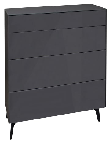 58 aufm Kessel KOMMODE Elfi 82x42x104 Hochglanz Anthrazit/Glas Anthrazit