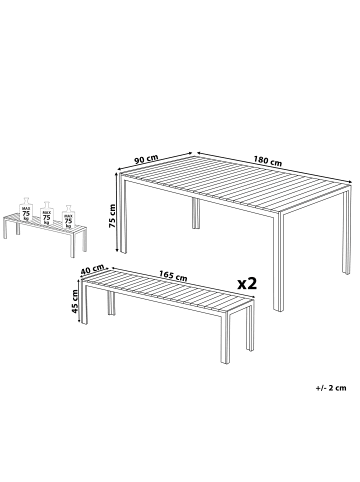 Beliani 3-tlg Gartentisch Set NARDO in Braun/Silber