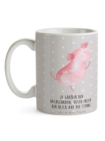 Mr. & Mrs. Panda Kaffeebecher Axolotl Tanzen mit Spruch in Grau Pastell