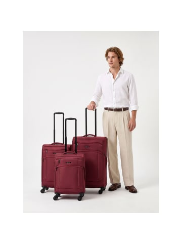 D&N Travel Line 9804 4 Rollen Kofferset 3-teilig mit Dehnfalte dark red