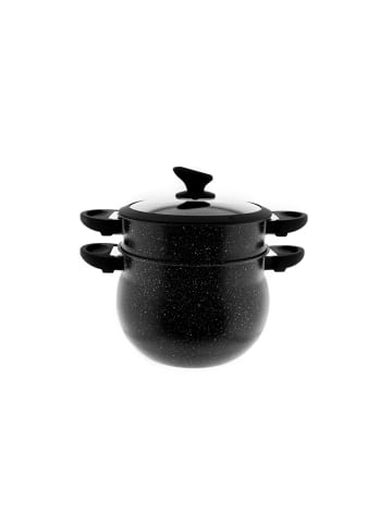 COFI 1453 3 in 1 Kochtopf, Marmorbeschichteter Dampfgarer, Couscoussier in Schwarz