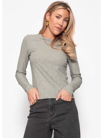 SASSYCLASSY Langarmshirt in Rippstruktur in Grau