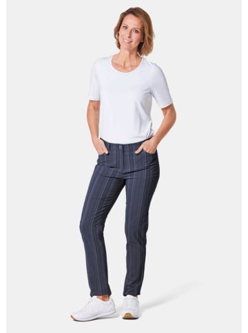 GOLDNER Sportliche Strukturhose in elastischer Ware in dunkelmarine