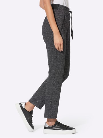 creation L Jacquard-Hose in schwarz-silberfarben-gemustert