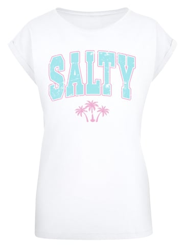 F4NT4STIC Extended Shoulder T-Shirt Beach Summer Vacation Salty in weiß