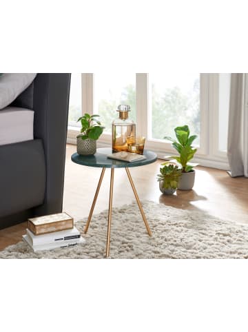 FineBuy Beistelltisch in Grün / Marmor / 38x38x44