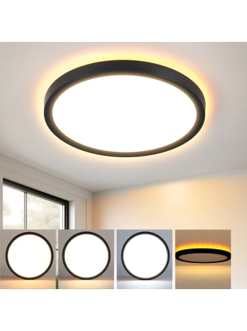 ZMH Deckenleuchte LED - 22CM Deckenlampe 18W Schwarz 3000K - 6500K