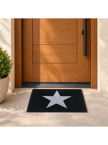 relaxdays Fußmatte Stern in Schwarz - (B)60 x (T)40 cm