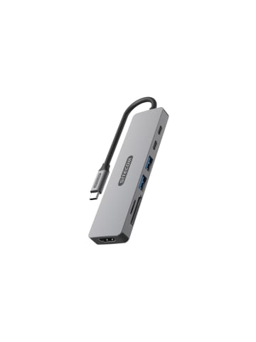 COFI 1453 Sitecom 7-in-1 USB-C Stromversorgungs-Multiport-Adapter in Grau