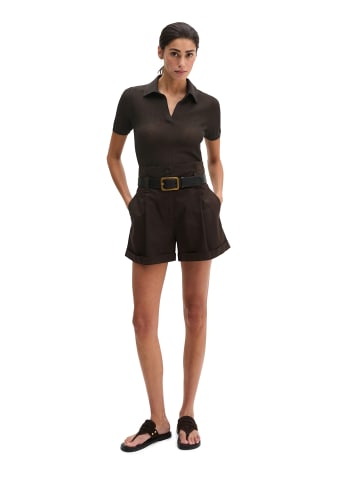 Marc O'Polo Geripptes Strick-Polo slim in Burnt Coffee