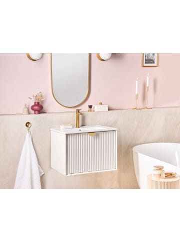 Beliani Badezimmerschrank mit Waschbecken BONAIRE in Weiß - (W) 60 x (H) 43 x (L) 45 cm