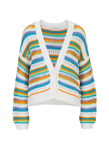 Rich & Royal Strickjacke Striped Crochet Knit Cardigan in weiß