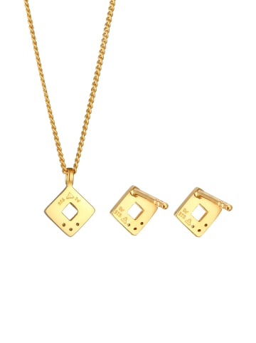 Elli DIAMONDS  Schmuckset 925 Sterling Silber Diamant, Geo in Gold