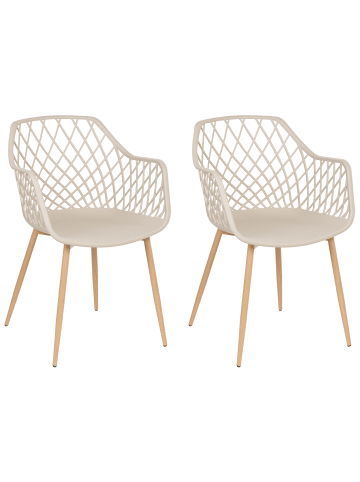 Beliani 2er-Set Esszimmerstuhl NASHUA in Beige/Braun