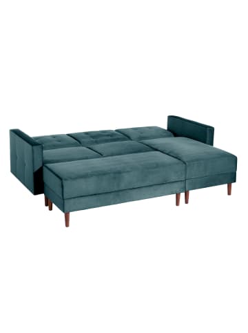 58 aufm Kessel FUNKTIONSSOFA mit Hocker Katunia Samtvelours azur