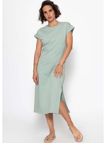 SASSYCLASSY Langes Sweatkleid mit Schlitz in Hellgrün