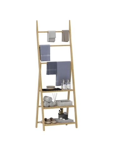 HOMCOM Badregal-53,5L x 30B x 153H cm-Naturholz