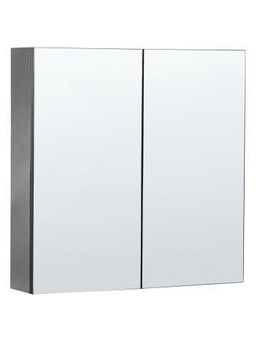 Beliani Bad-Spiegelschrank NAVARRA in Schwarz/Silber - (W) 60 x (H) 60 x (L) 14 cm